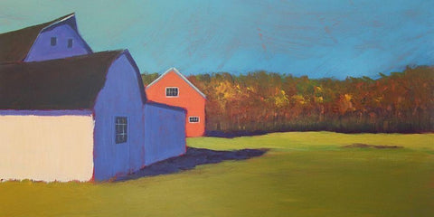 Primary Barns VIII White Modern Wood Framed Art Print with Double Matting by Young, Carol