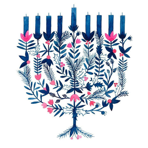 Boho Hanukkah I White Modern Wood Framed Art Print with Double Matting by Popp, Grace