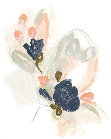Posy Projection I White Modern Wood Framed Art Print with Double Matting by Vess, June Erica