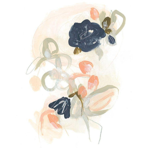 Posy Projection II Black Modern Wood Framed Art Print by Vess, June Erica