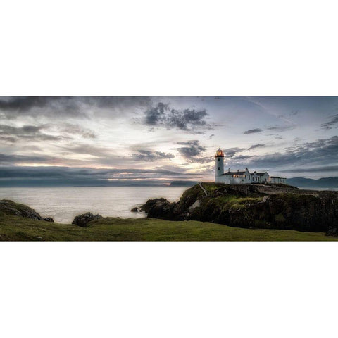 Lighthouse Panorama Black Modern Wood Framed Art Print with Double Matting by Head, Danny