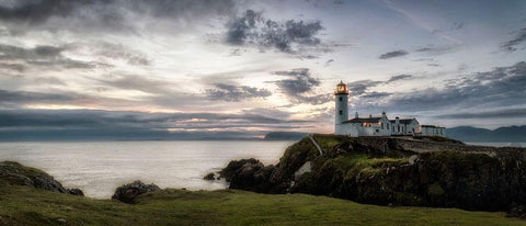 Lighthouse Panorama Black Ornate Wood Framed Art Print with Double Matting by Head, Danny