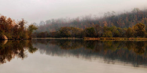 Autumns Reflection Black Ornate Wood Framed Art Print with Double Matting by Head, Danny