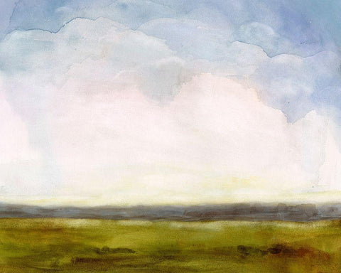 Cumulus Horizon II White Modern Wood Framed Art Print with Double Matting by Borges, Victoria