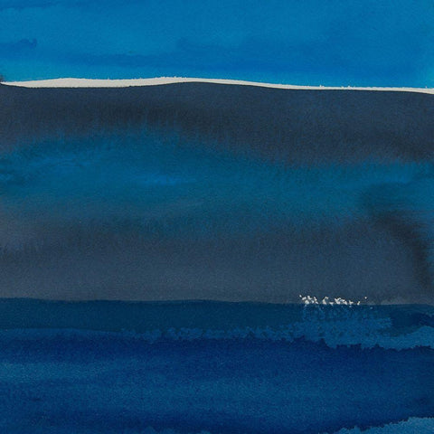 Sapphire Horizon II Black Modern Wood Framed Art Print by Delamater, Rob