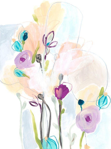 Scattershot Garden II White Modern Wood Framed Art Print with Double Matting by Vess, June Erica