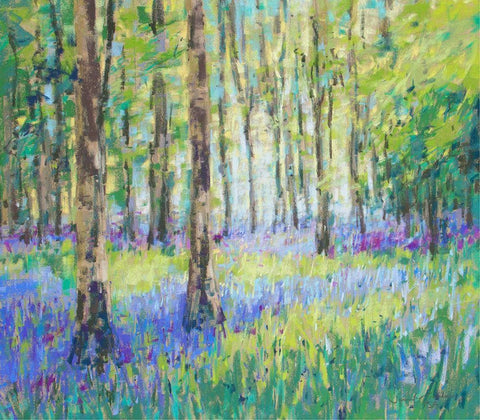 Bluebell Woods White Modern Wood Framed Art Print with Double Matting by Gardner, Jennifer