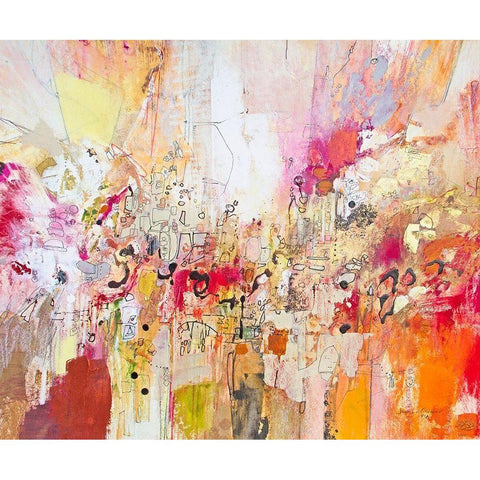 Red, White and Gold I Black Modern Wood Framed Art Print by Gardner, Jennifer