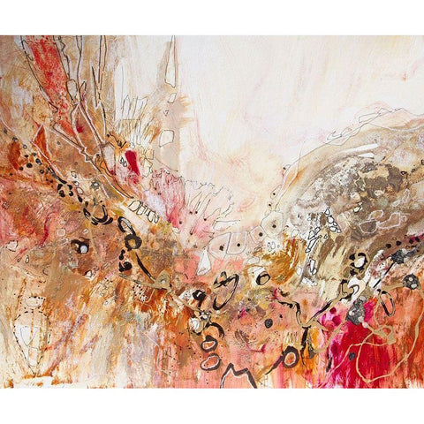 Red, White and Gold II Black Modern Wood Framed Art Print with Double Matting by Gardner, Jennifer