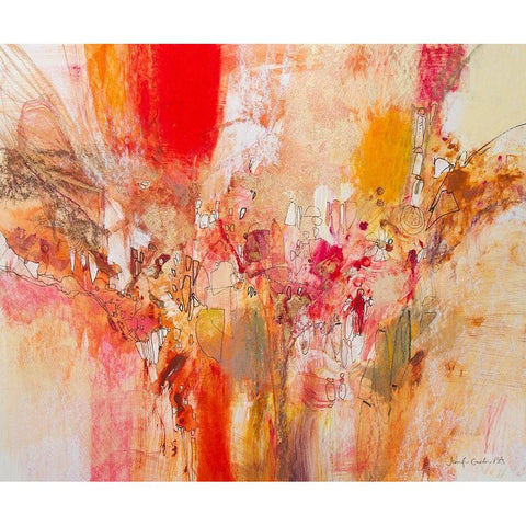 Red, White and Gold V Black Modern Wood Framed Art Print by Gardner, Jennifer