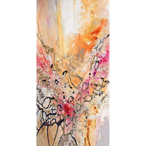 Vertical Reds IV Black Modern Wood Framed Art Print with Double Matting by Gardner, Jennifer