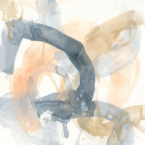 Liquid Blueprint III Gold Ornate Wood Framed Art Print with Double Matting by Vess, June Erica