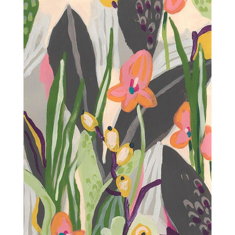 Vibrant Ladyslippers I Gold Ornate Wood Framed Art Print with Double Matting by Vess, June Erica