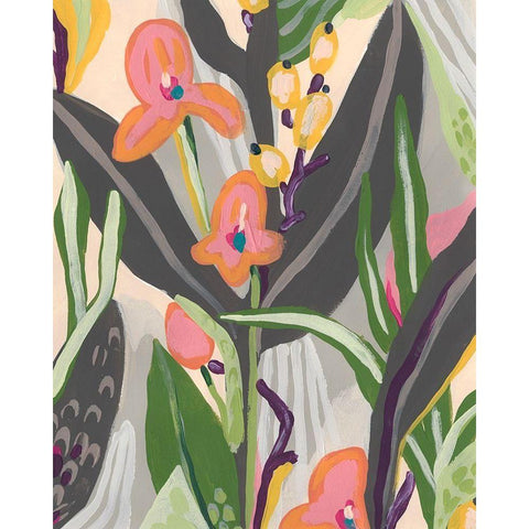 Vibrant Ladyslippers II White Modern Wood Framed Art Print by Vess, June Erica