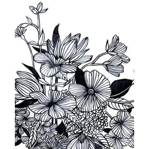 Wildflower Tangle I Black Modern Wood Framed Art Print by Scarvey, Emma