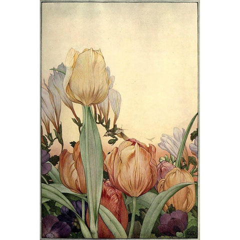 Garden Fantasy I White Modern Wood Framed Art Print by Unknown