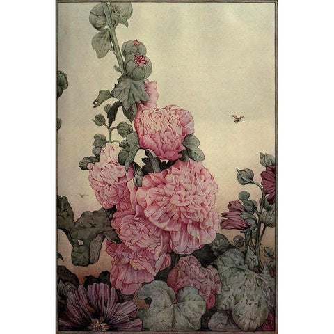 Garden Fantasy IV White Modern Wood Framed Art Print by Unknown