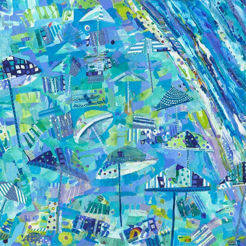 Coastal Fun Collage II White Modern Wood Framed Art Print by Grim, Tara Funk