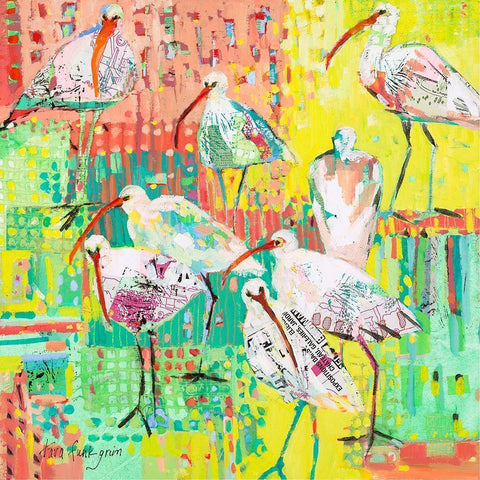 Coastal Fun Collage III White Modern Wood Framed Art Print by Grim, Tara Funk