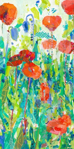 Stately Red Poppies I White Modern Wood Framed Art Print with Double Matting by Grim, Tara Funk