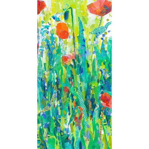 Stately Red Poppies II Black Modern Wood Framed Art Print with Double Matting by Grim, Tara Funk