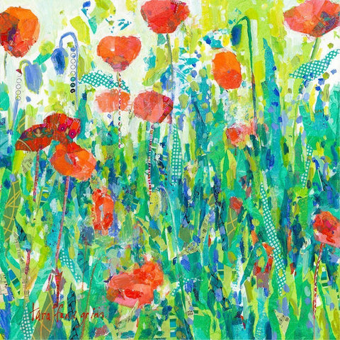 Stately Red Poppies III White Modern Wood Framed Art Print by Grim, Tara Funk