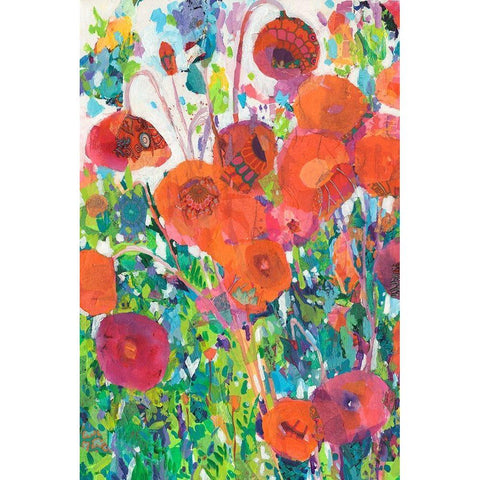Vivid Poppy Collage I Gold Ornate Wood Framed Art Print with Double Matting by Grim, Tara Funk