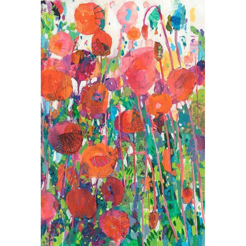 Vivid Poppy Collage II Gold Ornate Wood Framed Art Print with Double Matting by Grim, Tara Funk