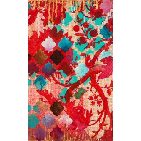 Red and Teal Gilded Age II Black Modern Wood Framed Art Print by Robinson, Heather