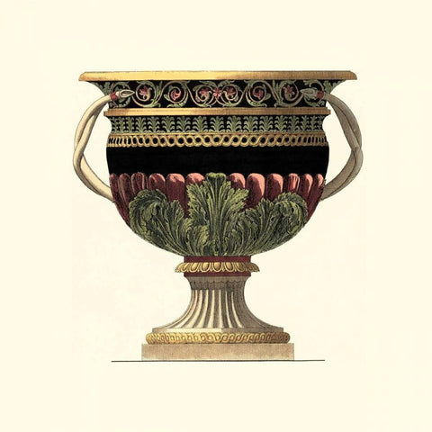Large Giardini Urn II Black Ornate Wood Framed Art Print with Double Matting by Giardini, Giovanni