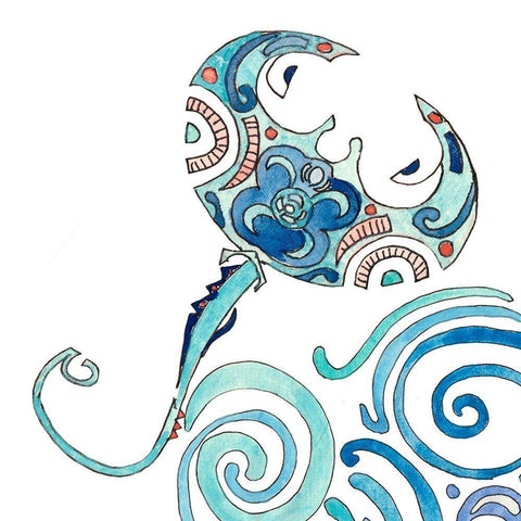 Undersea Luau IV Black Ornate Wood Framed Art Print with Double Matting by Ludwig, Alicia