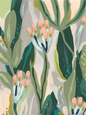 Floral Impulse II White Modern Wood Framed Art Print with Double Matting by Vess, June Erica