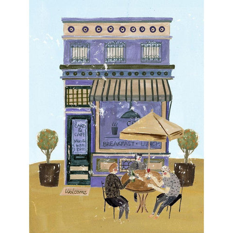 Local Cafe II Gold Ornate Wood Framed Art Print with Double Matting by Wang, Melissa