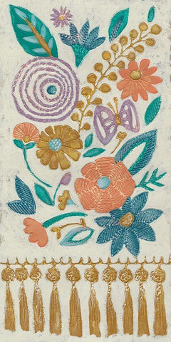 Tassel Tapestry I Black Ornate Wood Framed Art Print with Double Matting by Zarris, Chariklia