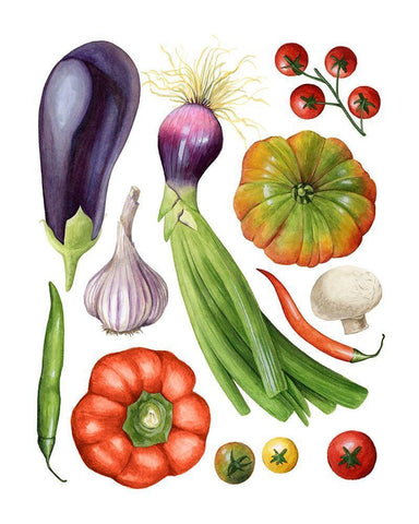 Home Harvest II White Modern Wood Framed Art Print with Double Matting by Popp, Grace