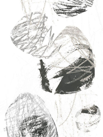 Scribble Stones I Black Ornate Wood Framed Art Print with Double Matting by Vess, June Erica