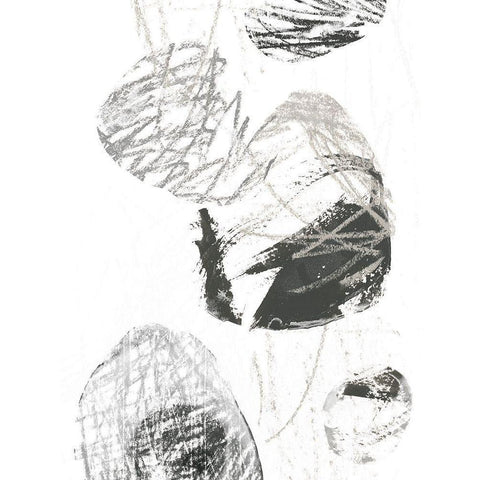 Scribble Stones I Black Modern Wood Framed Art Print with Double Matting by Vess, June Erica