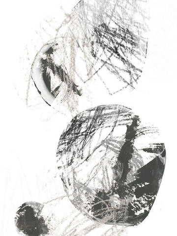 Scribble Stones IV Black Ornate Wood Framed Art Print with Double Matting by Vess, June Erica