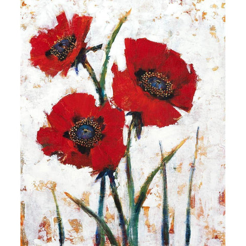 Red Poppy Fresco I White Modern Wood Framed Art Print by OToole, Tim
