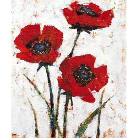 Red Poppy Fresco II Gold Ornate Wood Framed Art Print with Double Matting by OToole, Tim