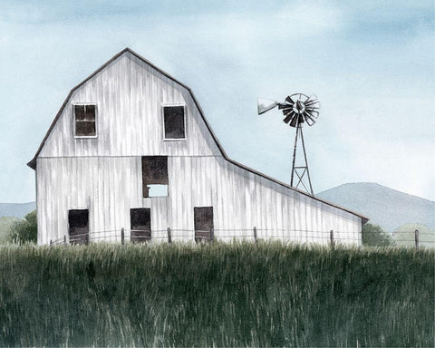 Bygone Barn I White Modern Wood Framed Art Print with Double Matting by Popp, Grace