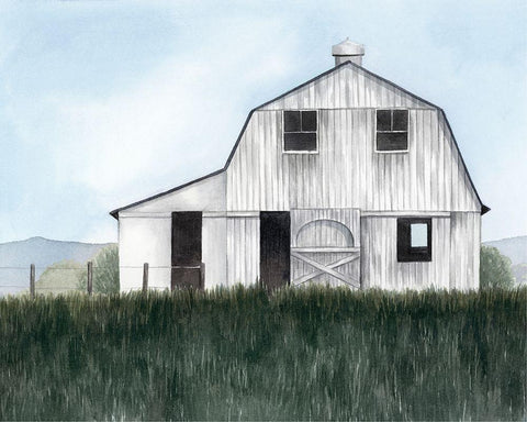 Bygone Barn II White Modern Wood Framed Art Print with Double Matting by Popp, Grace