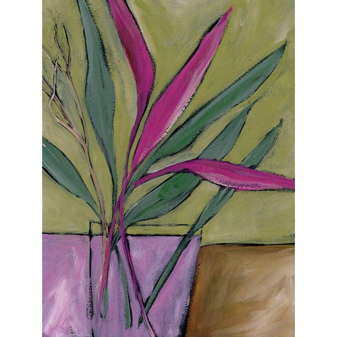 Fuchsia Stems I Black Modern Wood Framed Art Print with Double Matting by Moore, Regina