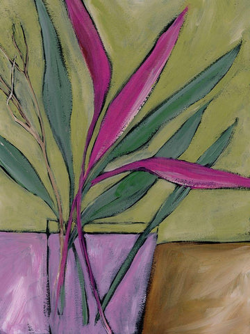 Fuchsia Stems I White Modern Wood Framed Art Print with Double Matting by Moore, Regina