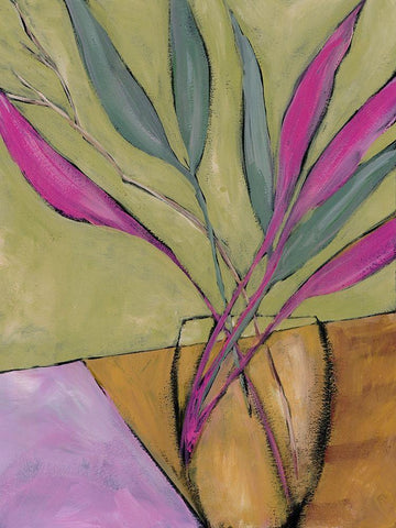 Fuchsia Stems II White Modern Wood Framed Art Print with Double Matting by Moore, Regina