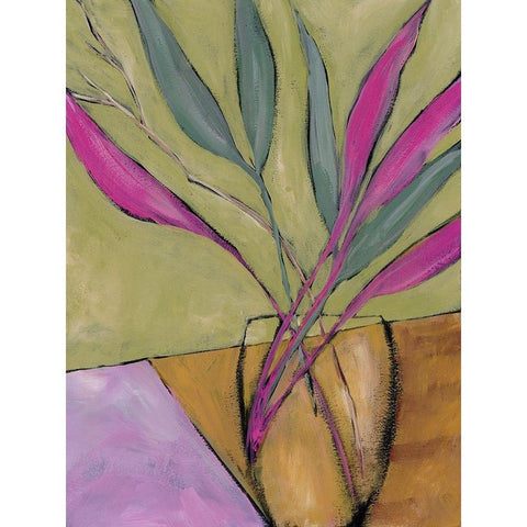 Fuchsia Stems II Black Modern Wood Framed Art Print with Double Matting by Moore, Regina
