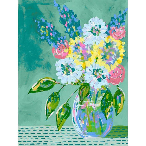 Pastel Blossoms II Black Modern Wood Framed Art Print by Moore, Regina