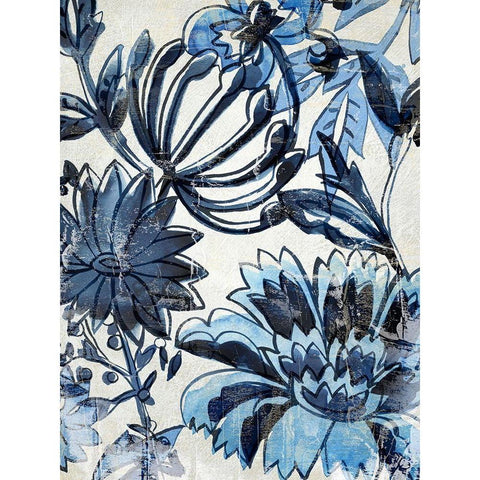 Indigo Porcelain II Black Modern Wood Framed Art Print with Double Matting by Zarris, Chariklia