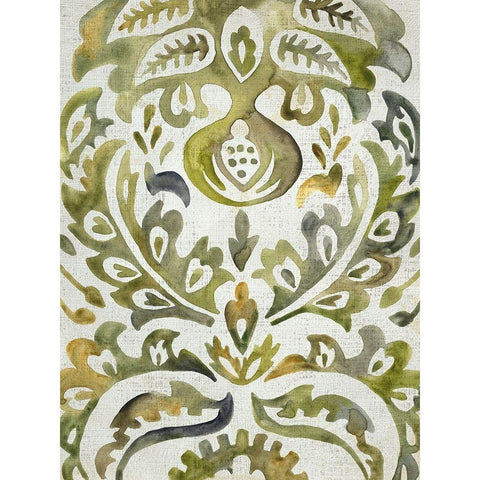 Verdant Damask I White Modern Wood Framed Art Print by Zarris, Chariklia