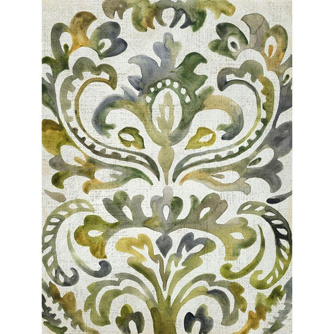 Verdant Damask II White Modern Wood Framed Art Print by Zarris, Chariklia